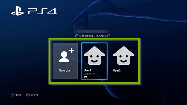 PS4 User menu. Screenshot.