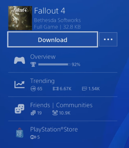 Game with Download button highlighted