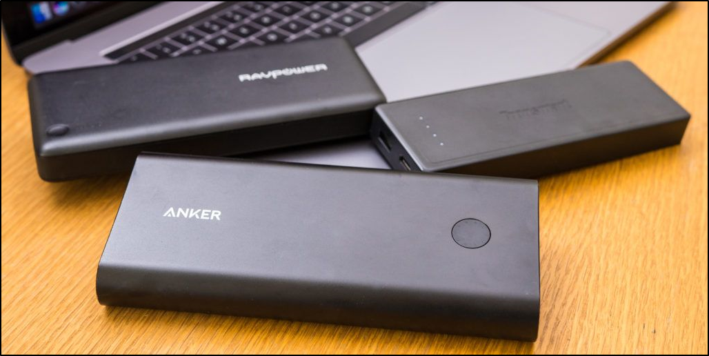 Assorted external battery packs.