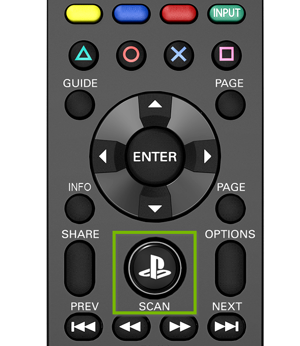 PS remote with PS button selected.