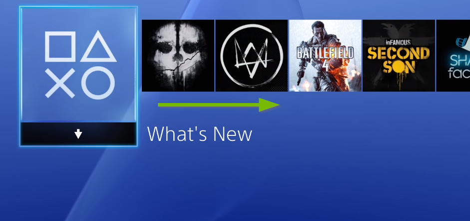 Main screen with right arrow indicating scroll ability
