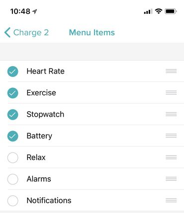 List of Menu Items. Screenshot