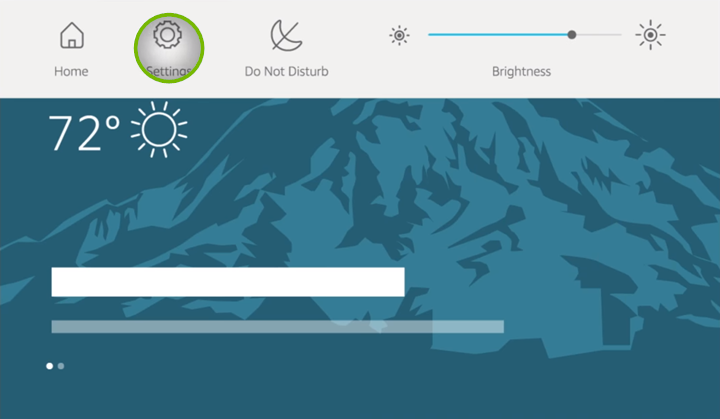 Settings option highlighted on Echo Show main screen.
