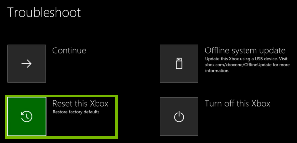 Reset this Xbox option highlighted in Troubleshooter.