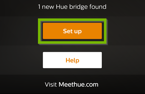 Philips Hue app with Set up button selected.