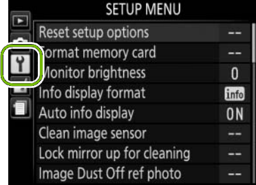Main menu with setup highlighted.
