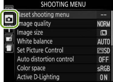 menu with shooting menu highlighted