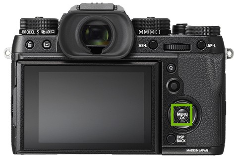 Camera with menu button highlighted
