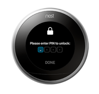 Thermostat with pin unlock entry screen