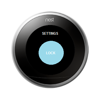 Thermostat with lock screen highlighted