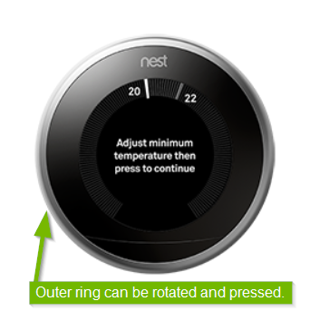 Thermostat with outer ring highlighted