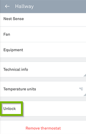 Screenshot with Unlock highlighted