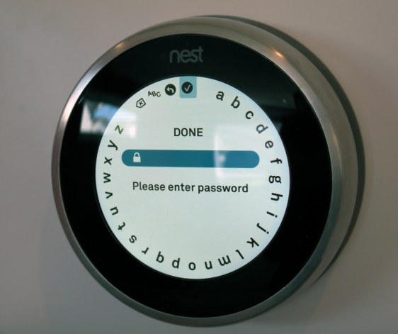 Nest thermostat showing password field