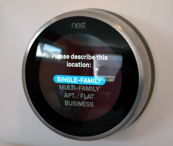 Nest thermostat asking for type of location