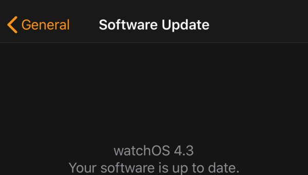 Apple watch software update screen displaying current watch OS.