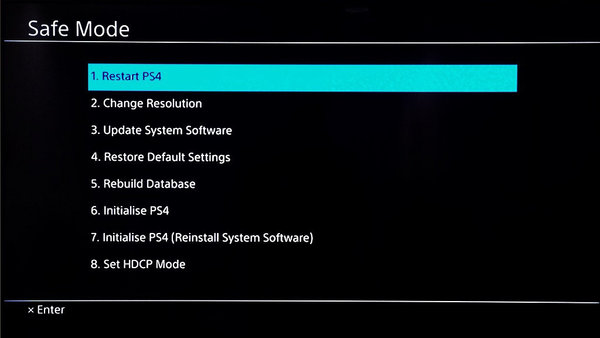 PS4 Safe Mode.