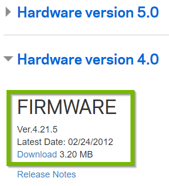 Example hardware version with available Firmware download. Screenshot.