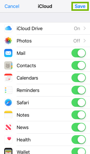 iCloud sync options