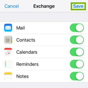 Exchange sync options