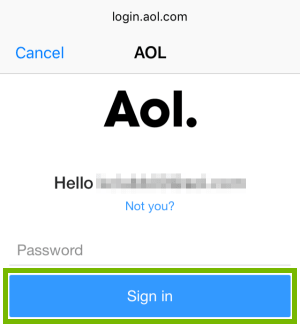 AOL password page