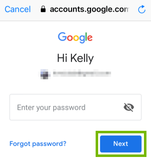 Google password page