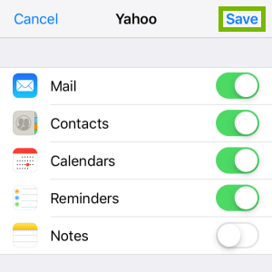 Yahoo! sync options