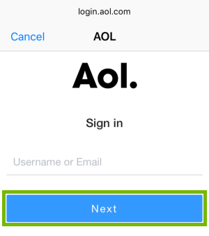 AOL login page