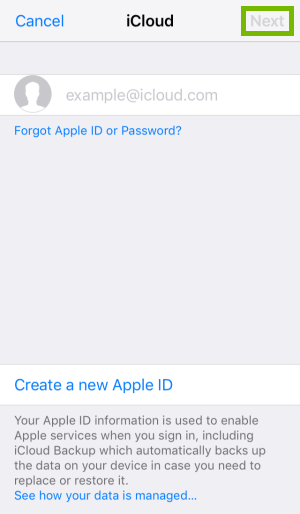 iCloud login page