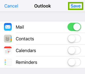 Outlook sync options