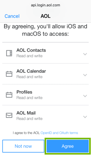 AOL permissions page