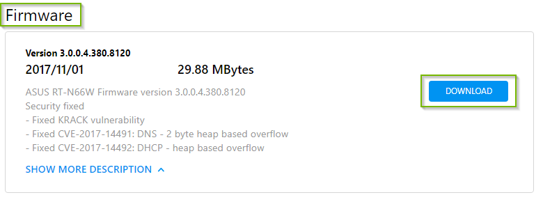 Example Firmware with Download button. Screenshot.
