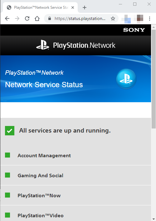 PlayStation Network showing online