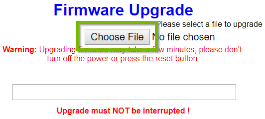 Firmware Upgrade utility with Choose File button selected. Screenshot.