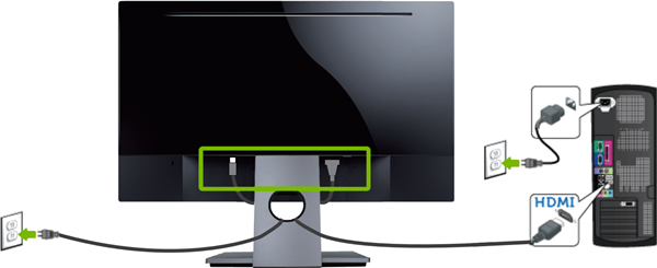 Monitor being connected to power and video source.