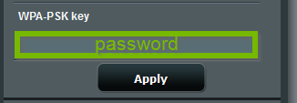 WPA-PSK key field for you to enter your password. Apply button. Screenshot.