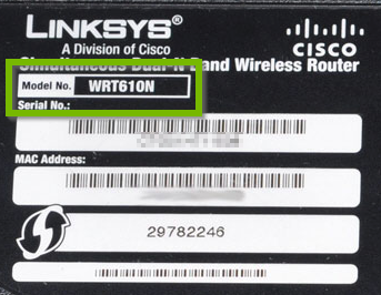 Label with Model number highlighted.