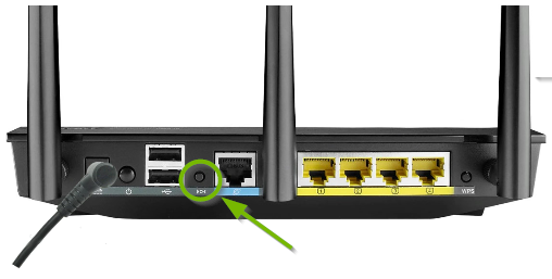 Router rear reset button.