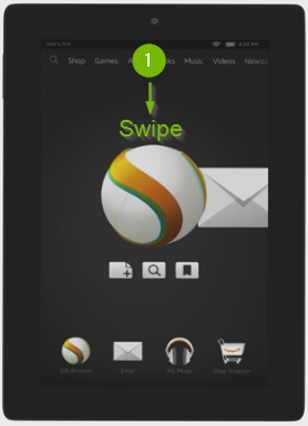 Swipe method shown on tablet screen