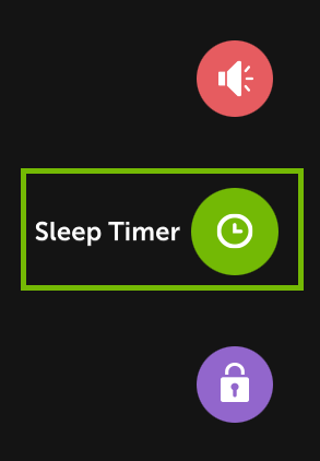Settings menu overlay inset with Sleep Timer highlighted.