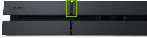 PlayStation 4 with Power button highlighted.