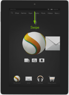 Amazon Kindle showing to swipe down
