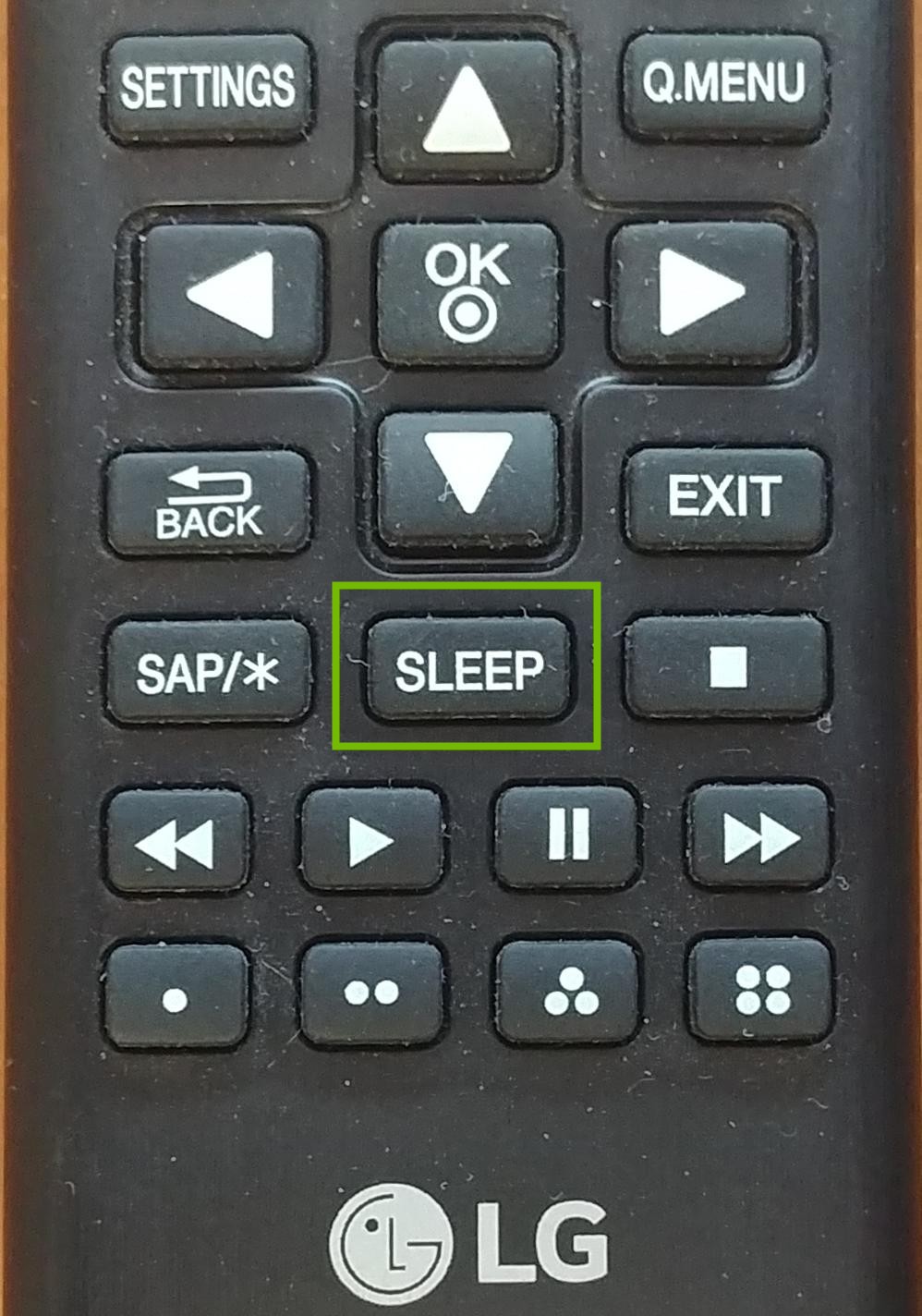 LG Remote with Sleep button highlighted.