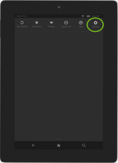 Amazon Kindle swipe down menu showing settings