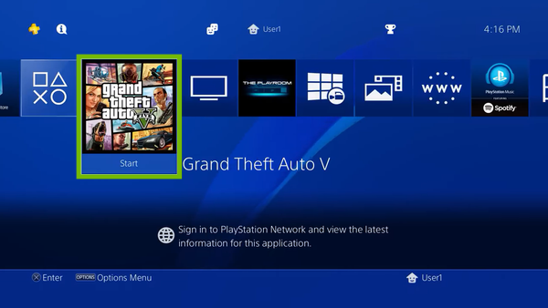 Menu with disk title highlighted.