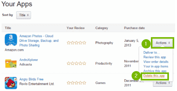 App removal steps highlighted on screen