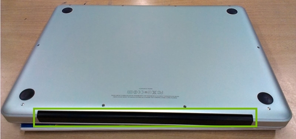 MacBook Pro with exhaust vent highlighted