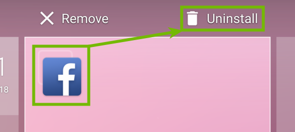Dragging Facebook icon to Uninstall.