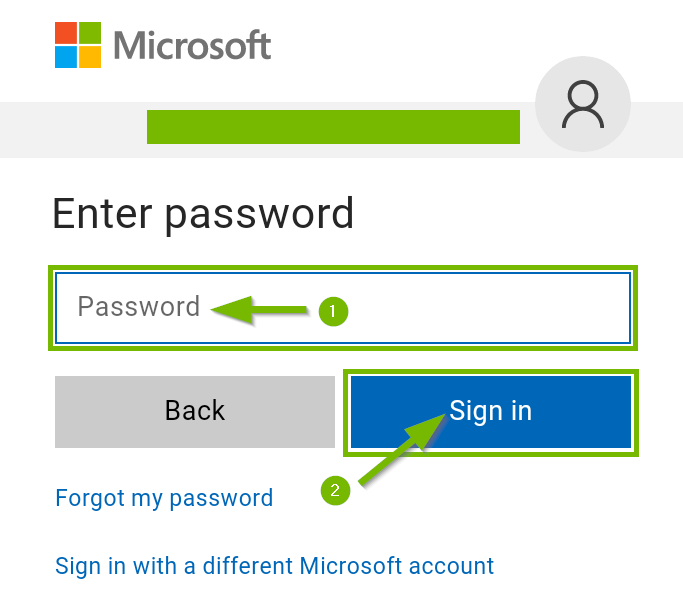 Microsoft onedrive password field