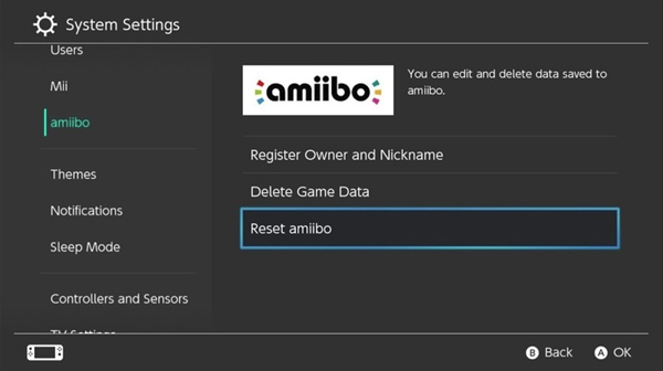 Nintendo switch amiibo settings