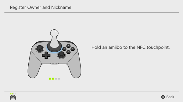 Amiibo being registered with the Pro Controller